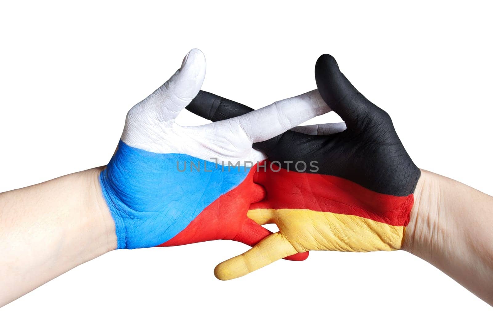 czech and german hands symbolizing unity and team