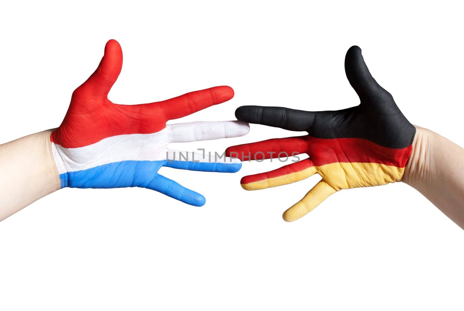a handshake gesture which symbolizes friendship between germany and dutch