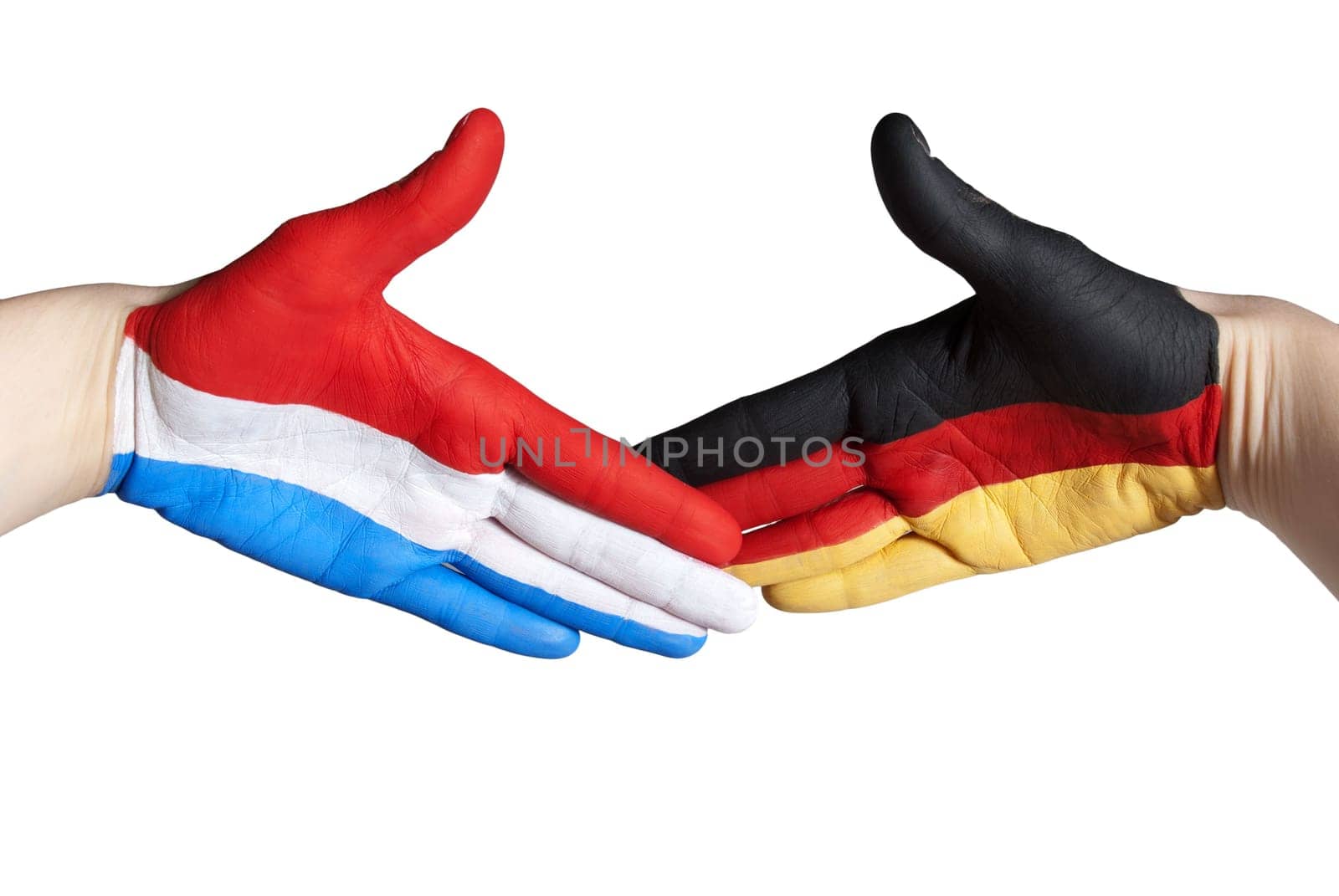 a dutch and german handshake, isolated