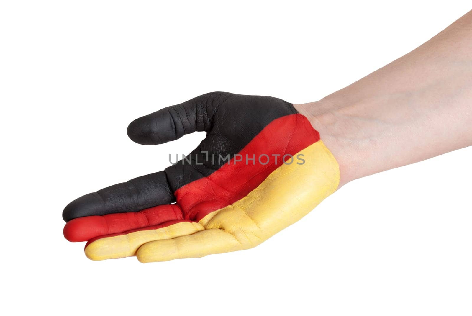 a german hand in helping or offering gesture
