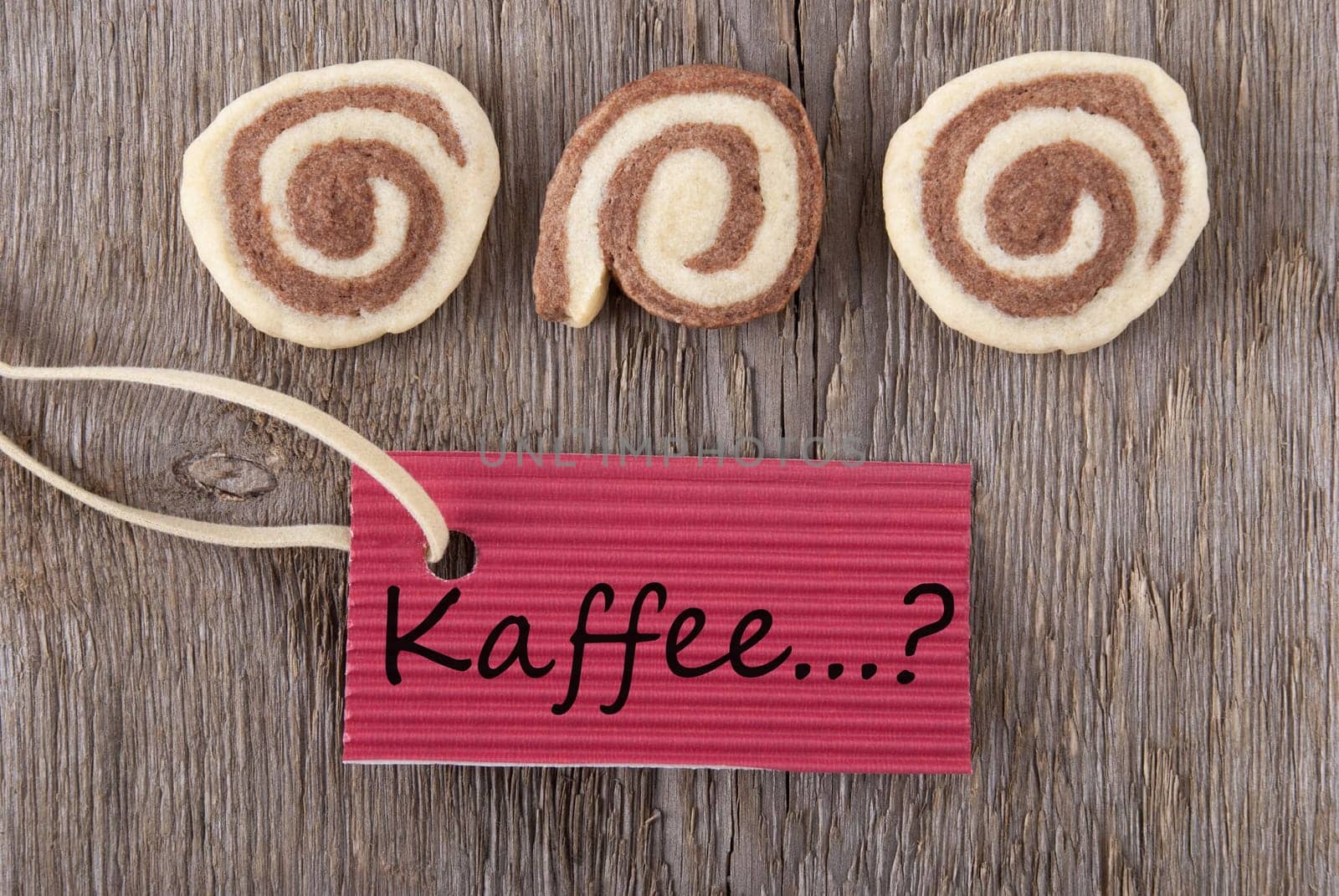 a red label with the german word kaffee which means coffee on it symbolizing a coffee break
