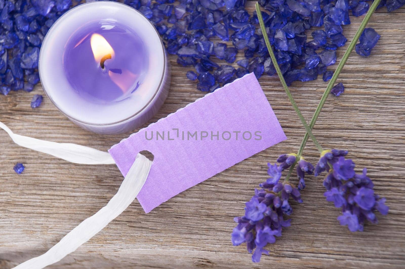 a wellness background in purple with a blank banner with copy space