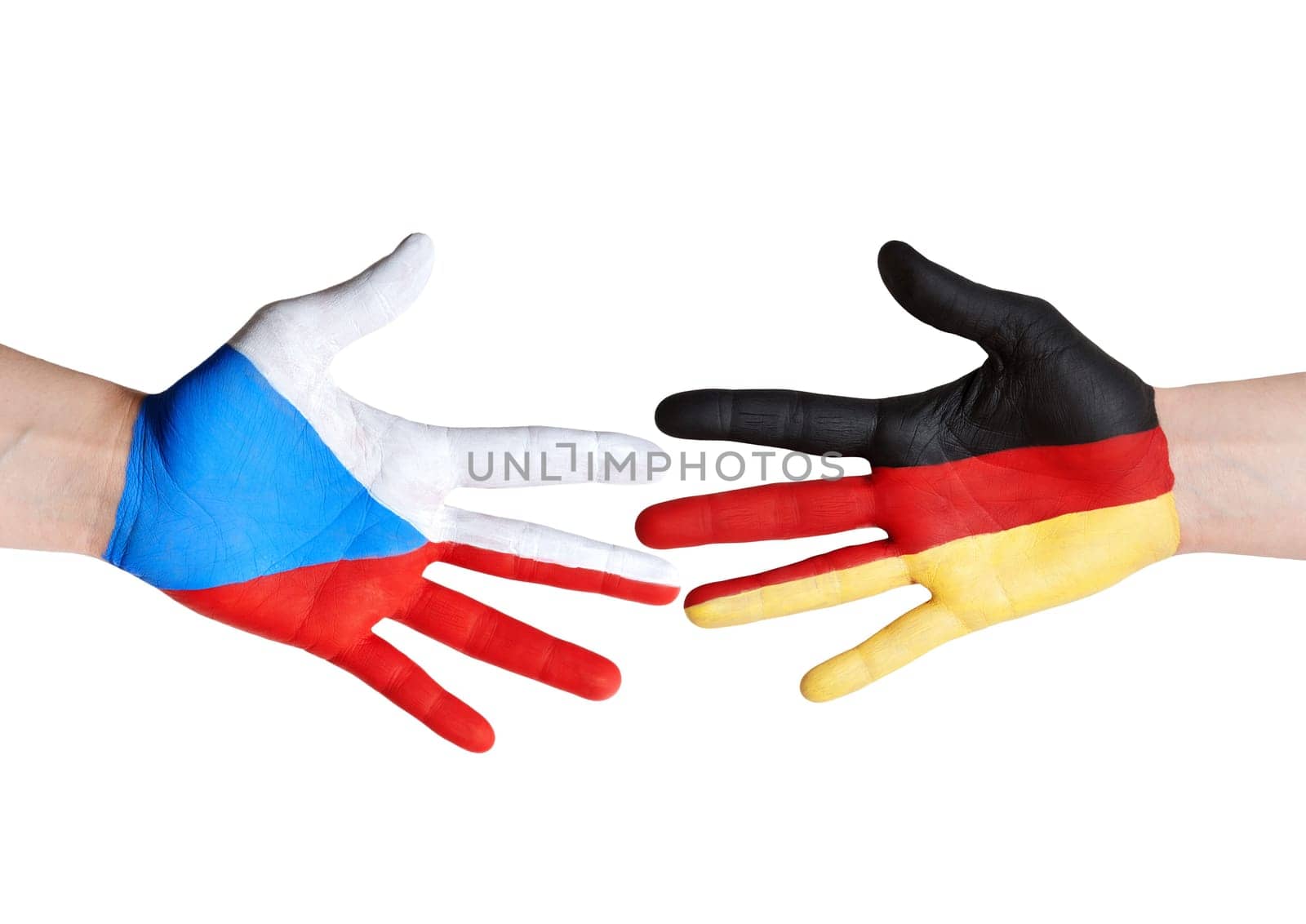 czech republic and germany symbolized with hands