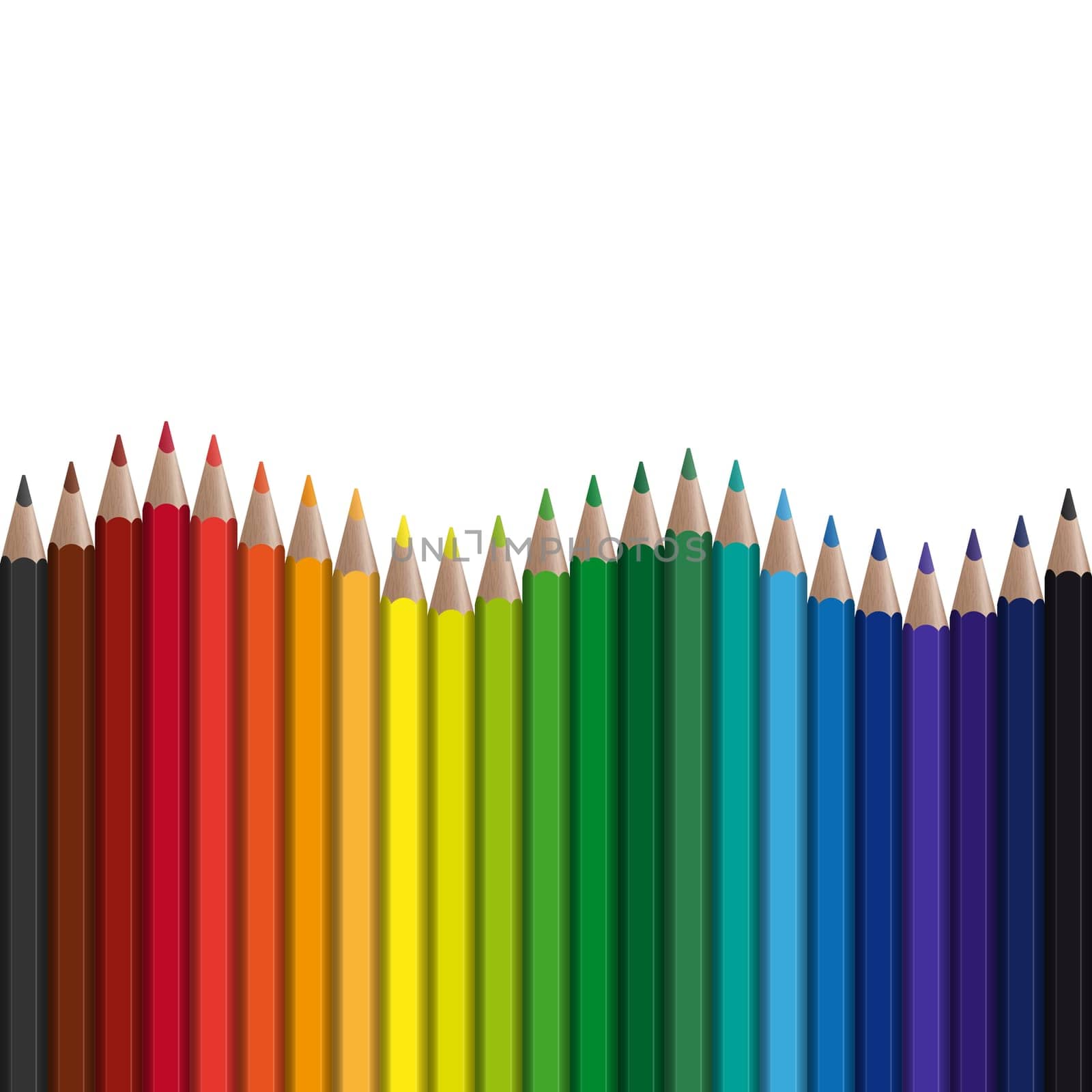 colored pens in series with wave endless