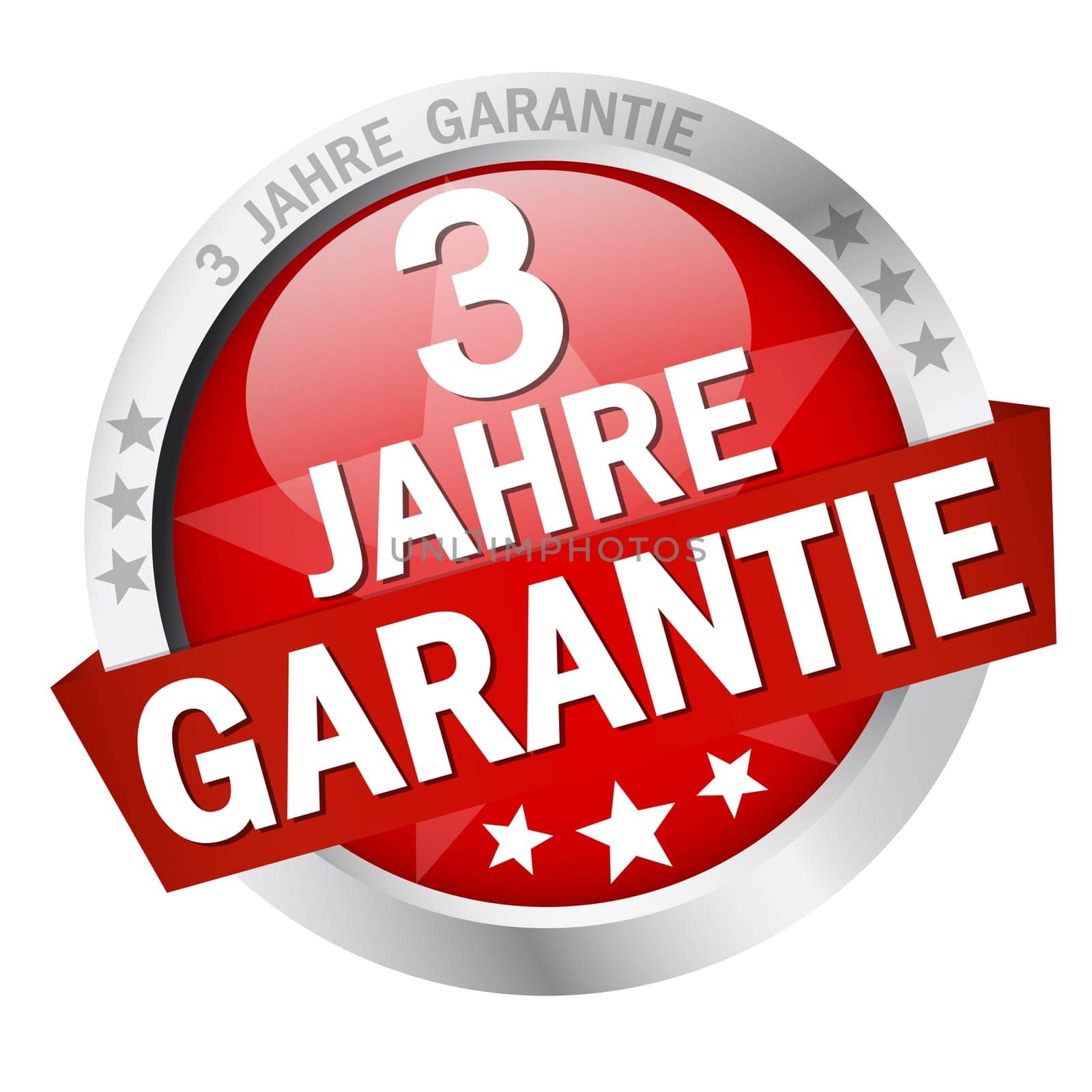 Button with banner " 3 YEARS WARRANTY """