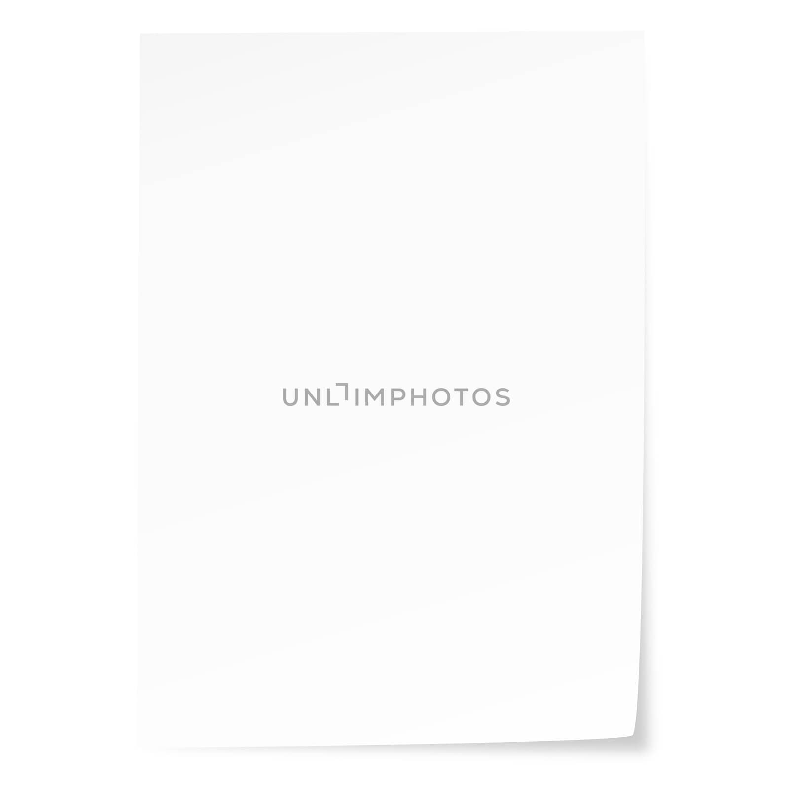 Blank sheet of paper with protruding corner