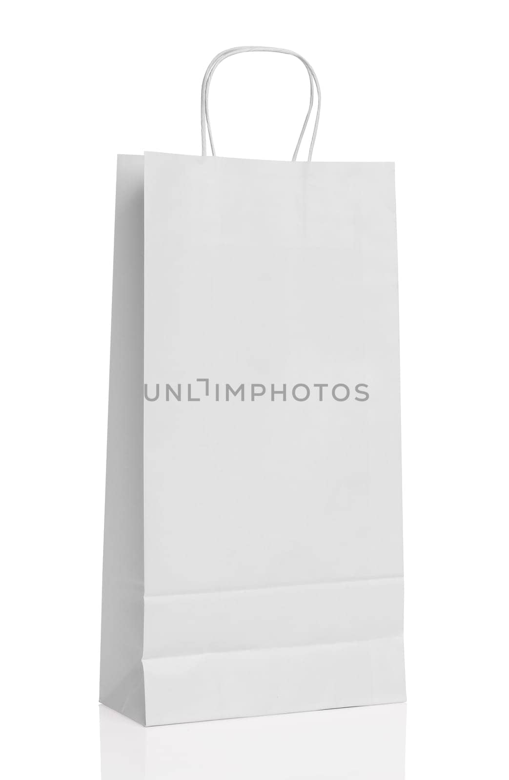 White paper shopping bag isolated with reflection