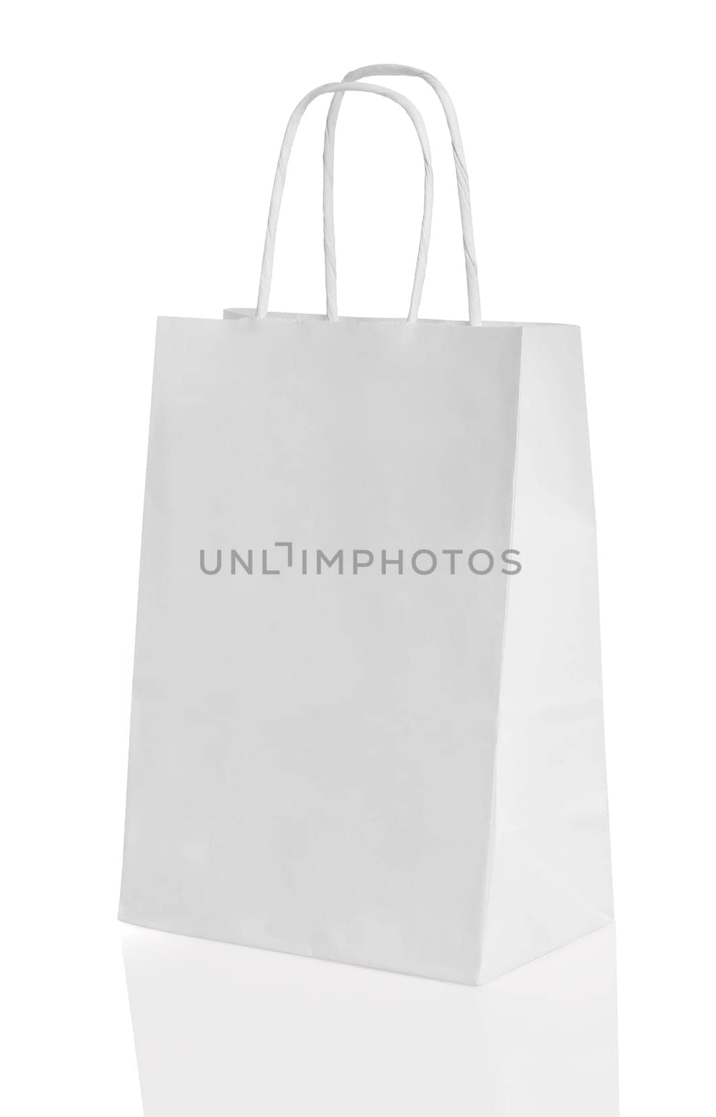 White paper shopping bag isolated with reflection