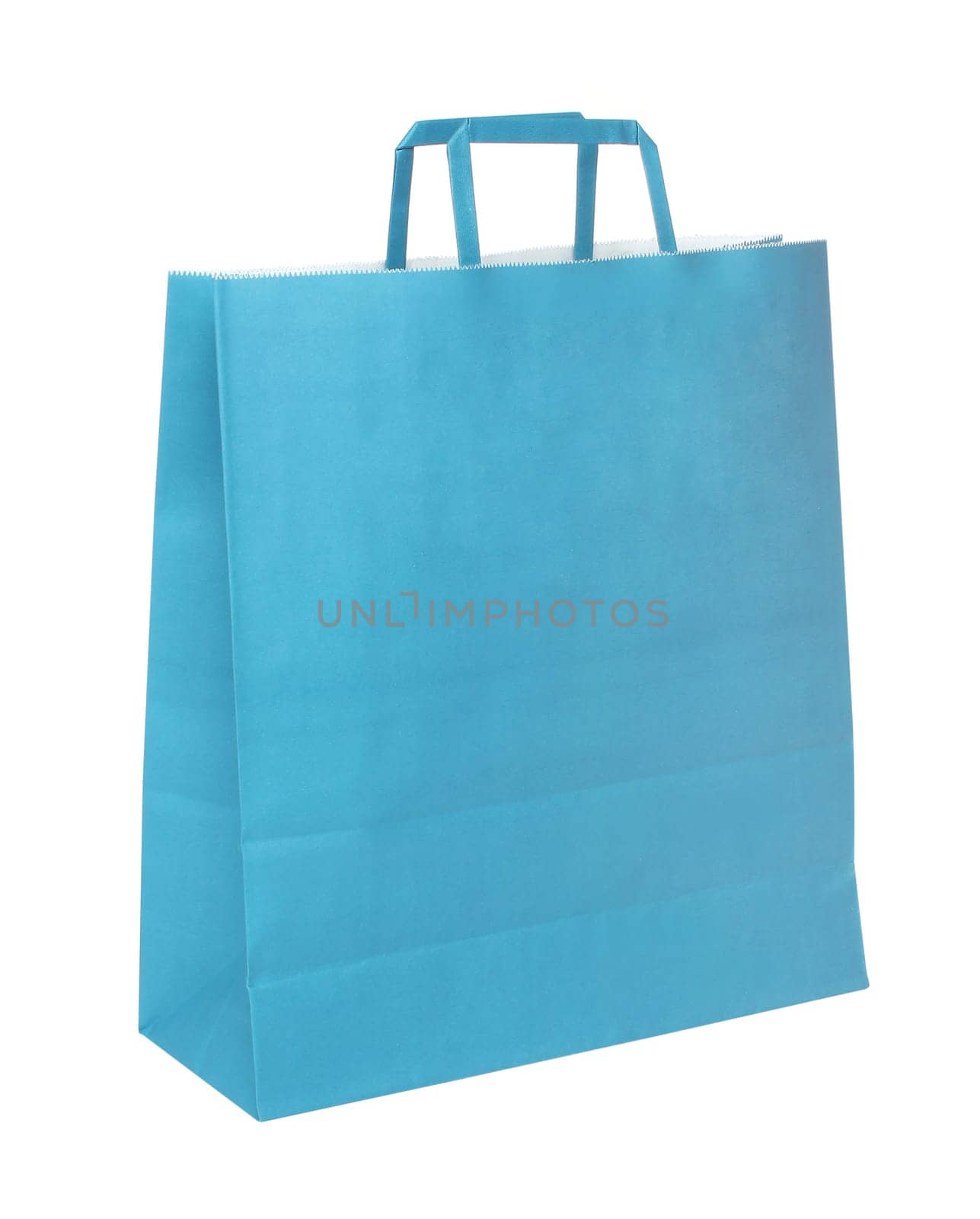 Blue papper shopping bag isolated over white background