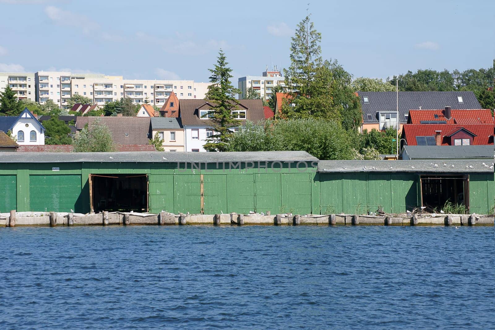 The photograph of boat sheds at Lake Müritz.