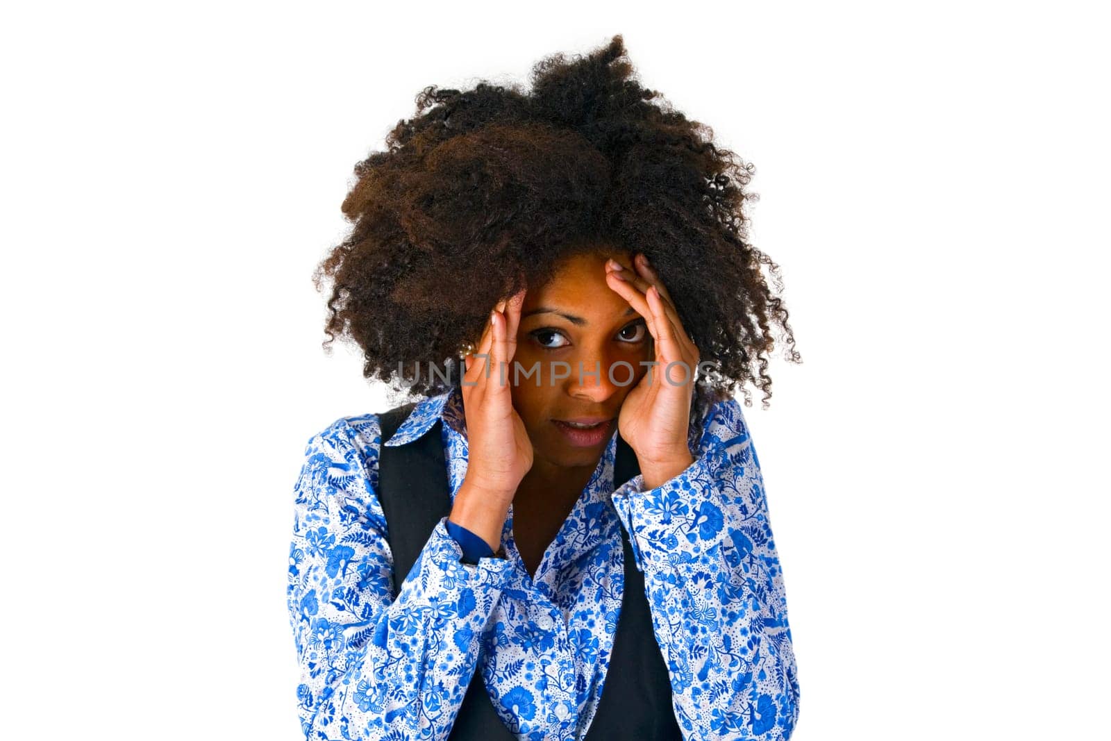 Attractive African-American woman - exposed on white background