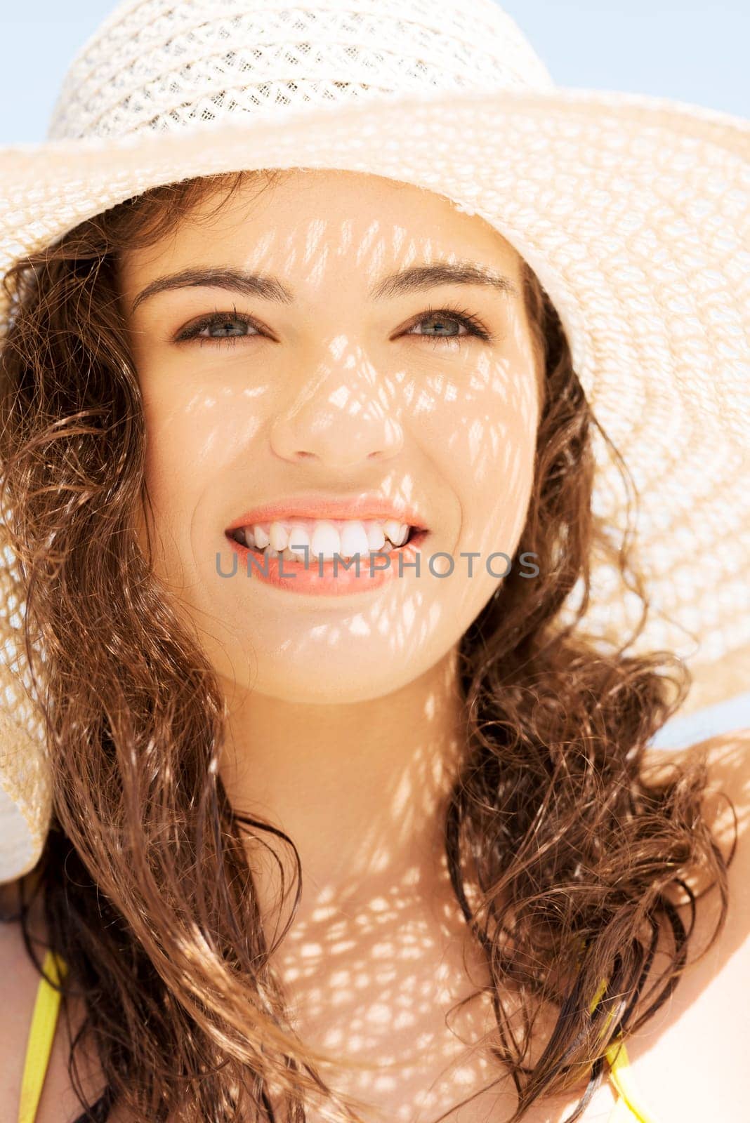 attractive woman portrait cheerful summer.