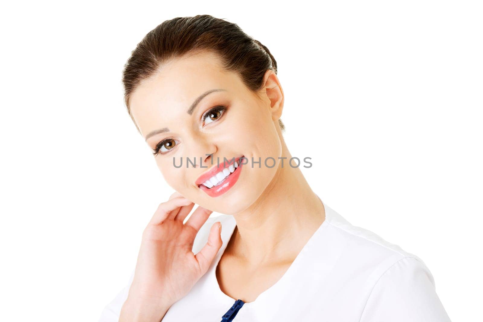 young nurse or female doctor,isolated on white background