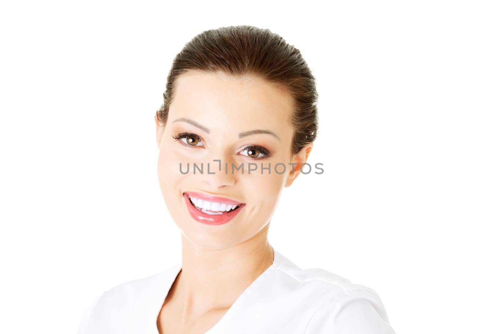 young nurse or female doctor,isolated on white background