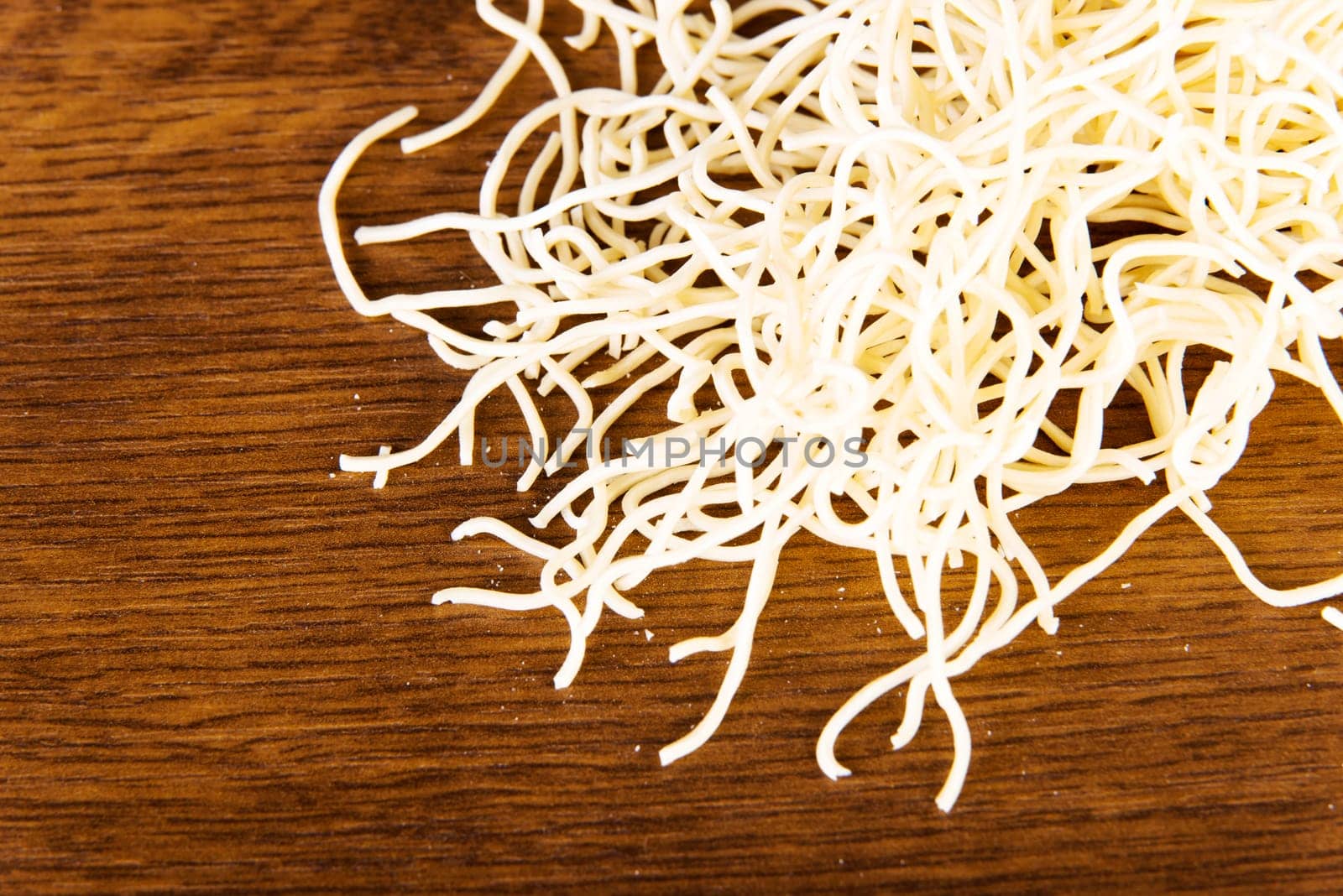 noodles on wooden table