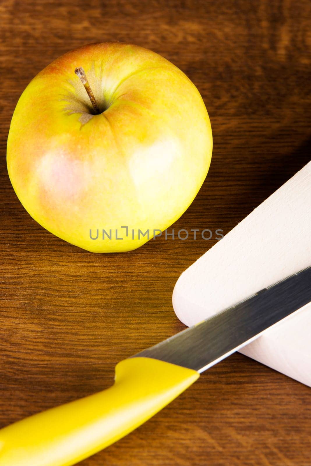 apple on wooden table