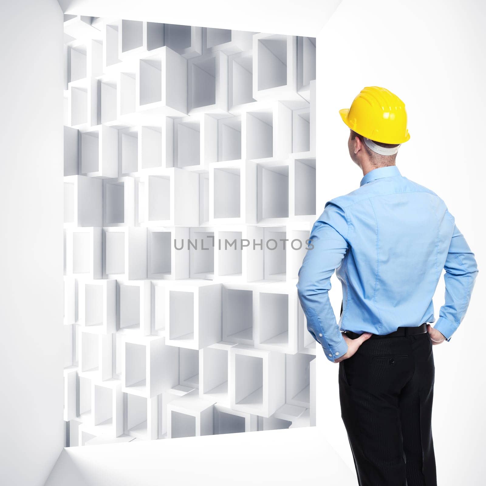 standing architect look abstract construction