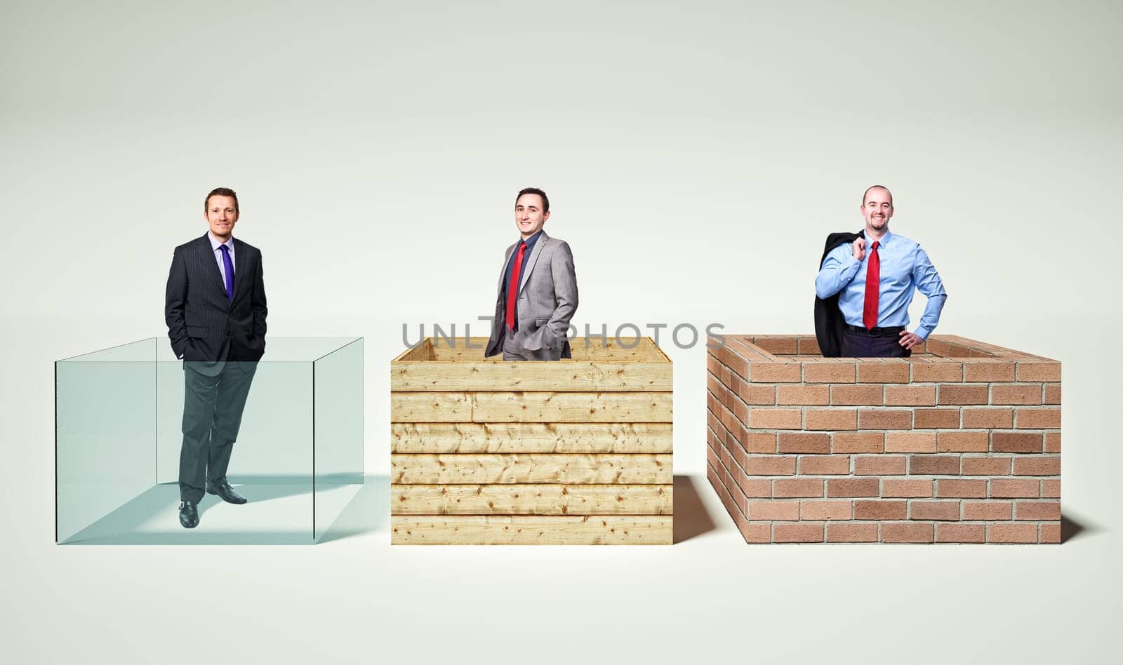 smiling men and protection concept