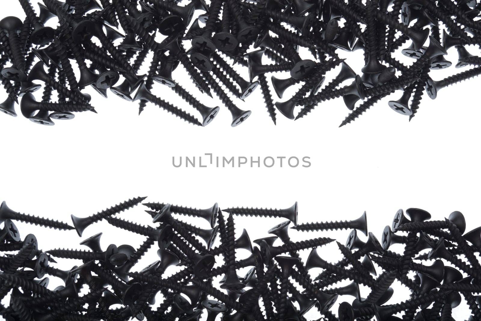 frame of black screws on white background
