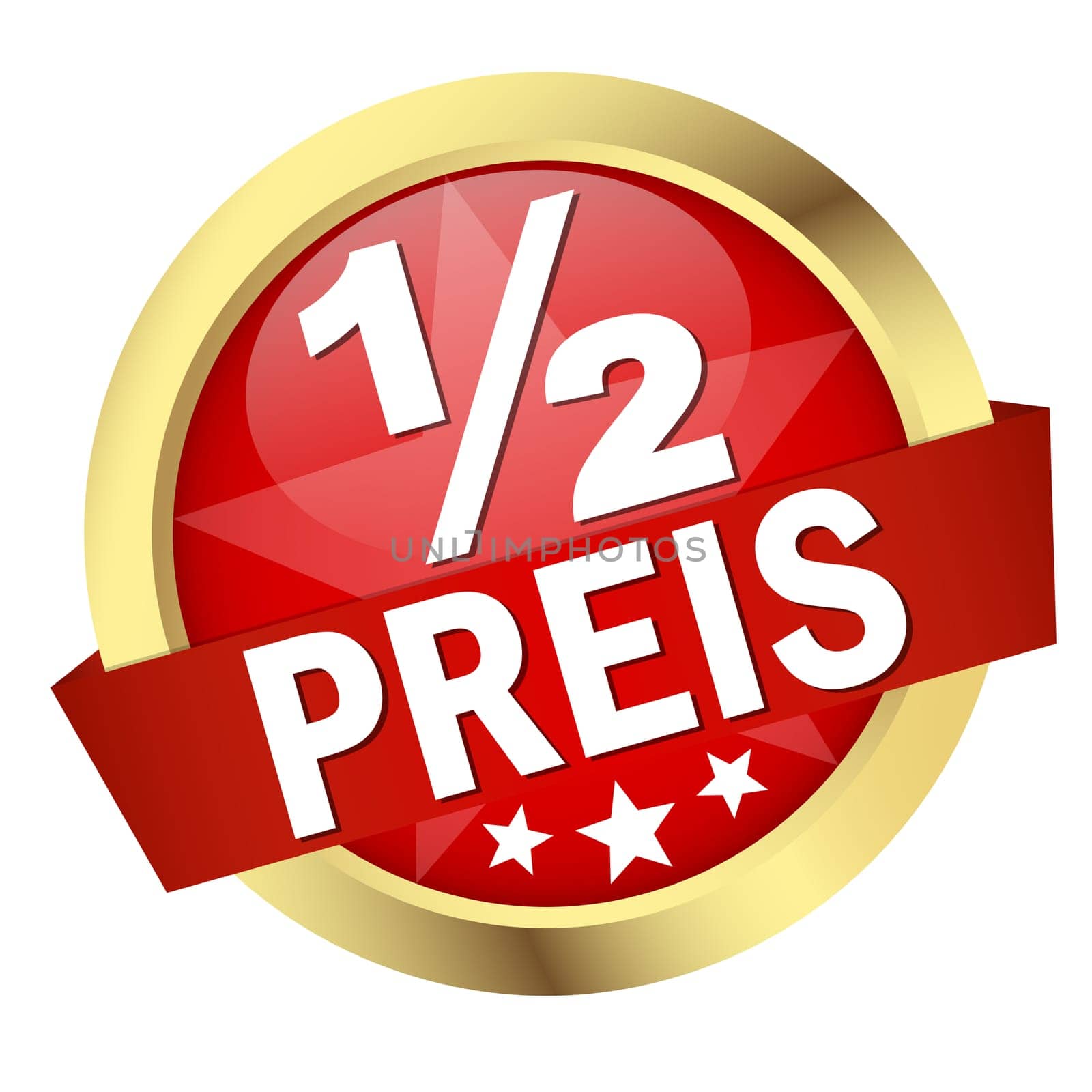 Button with banner " 1/2 PRICE """