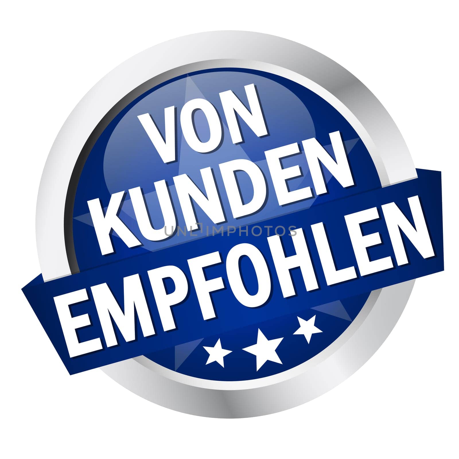 Button with banner " RECOMMENDED BY CUSTOMERS """