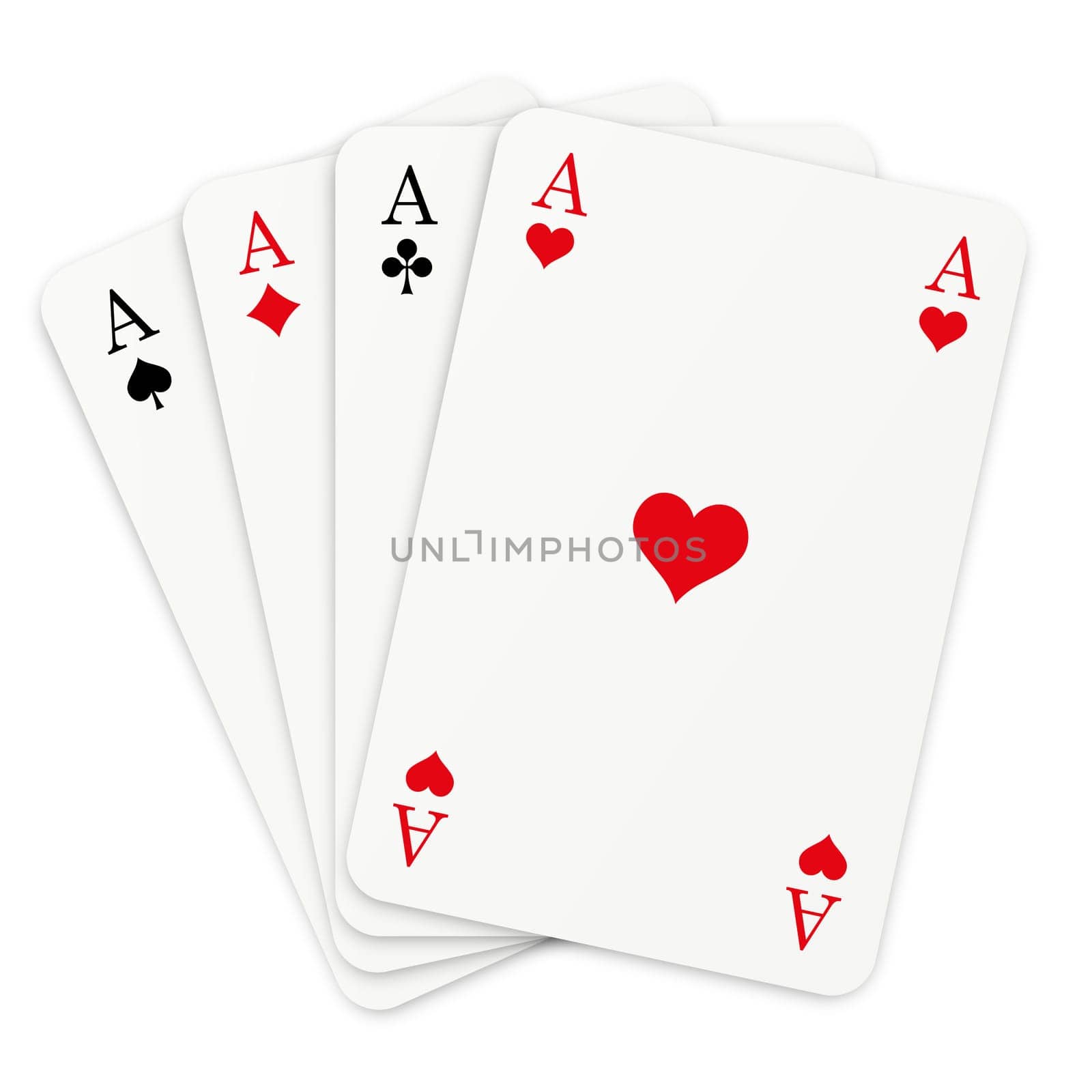 4 aces on white background