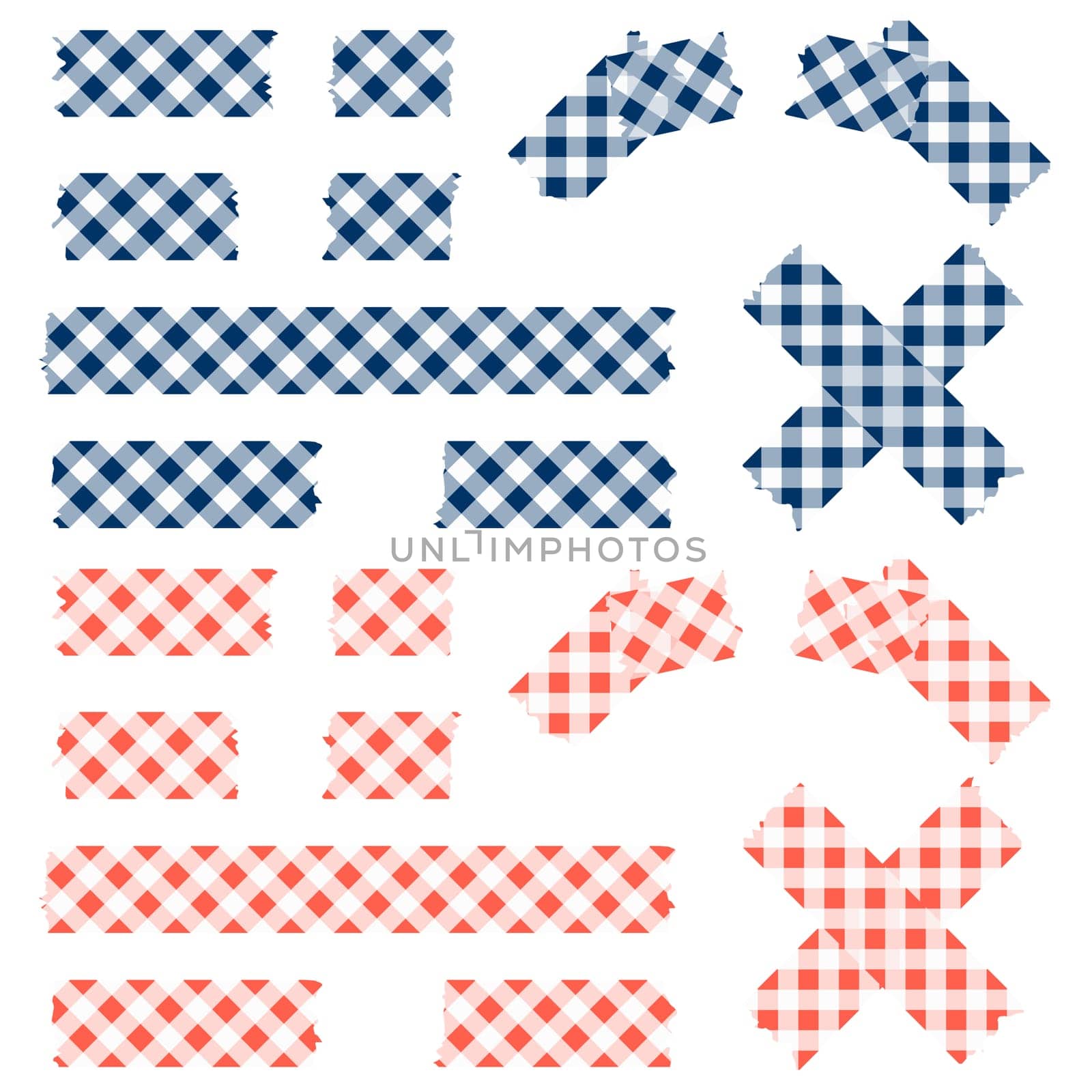 Adhesive Strip Check Pattern - Blue and Red