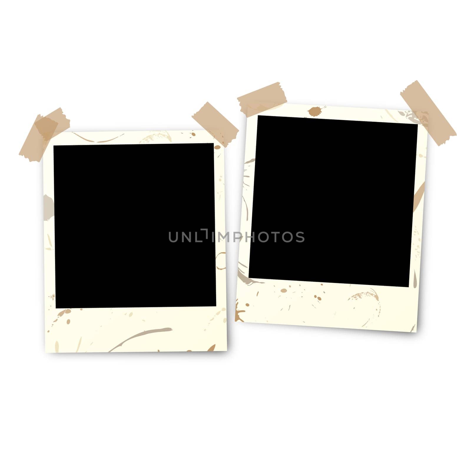 2 Polaroid soiled with adhesive strips