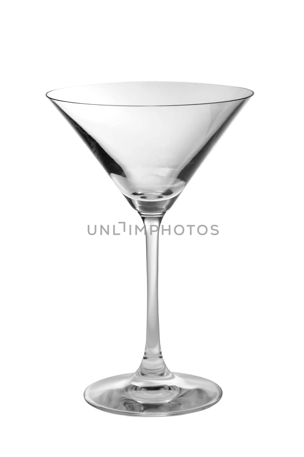 One empty martini glass in a vertical shot