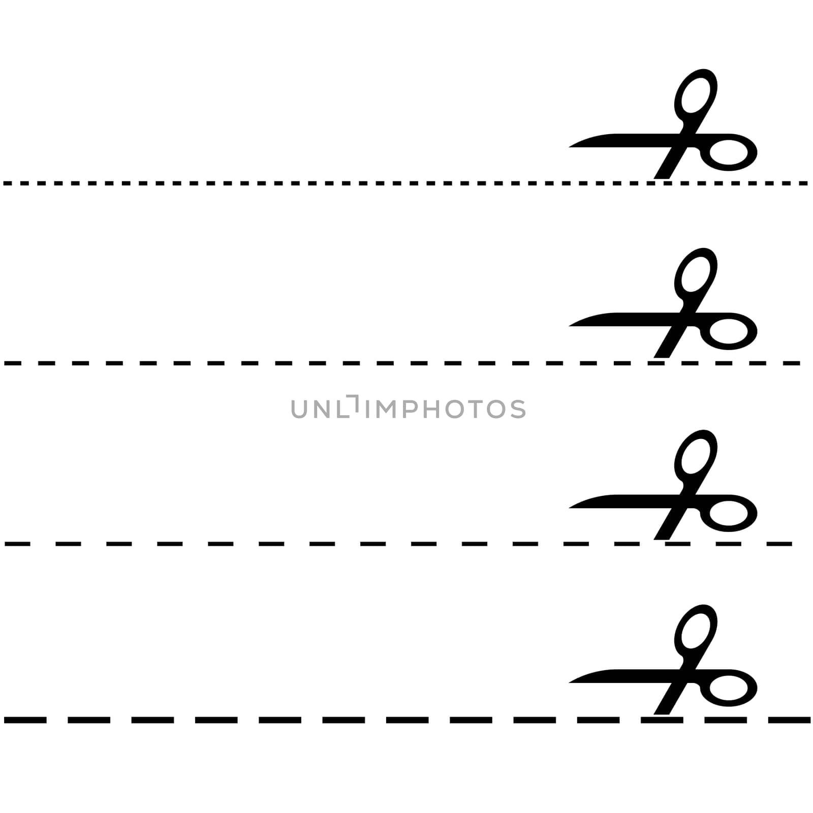 Set - Scissors with dash line