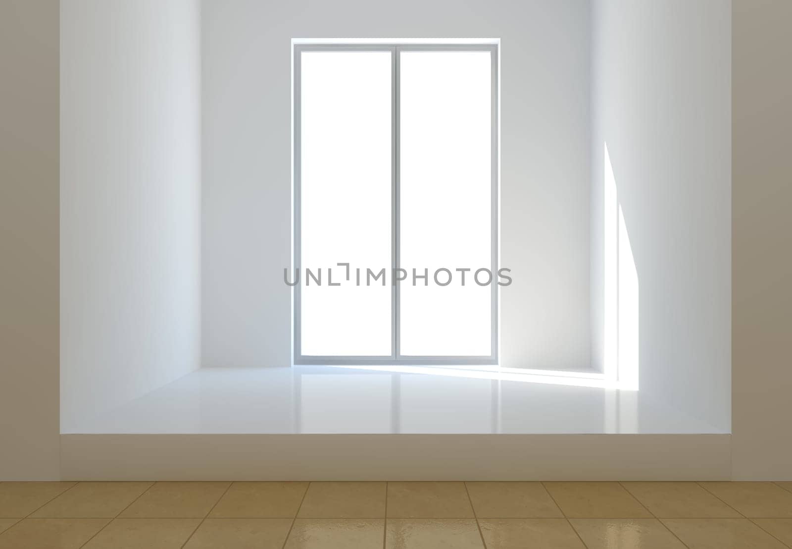 Bright light from he sun illuminates a white room