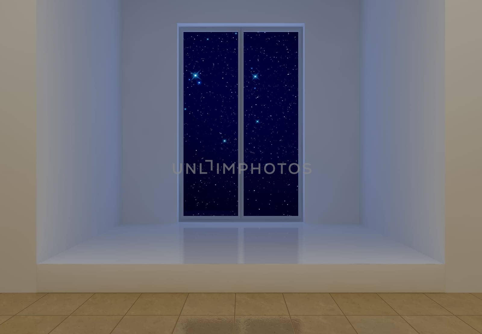 White room at starry night