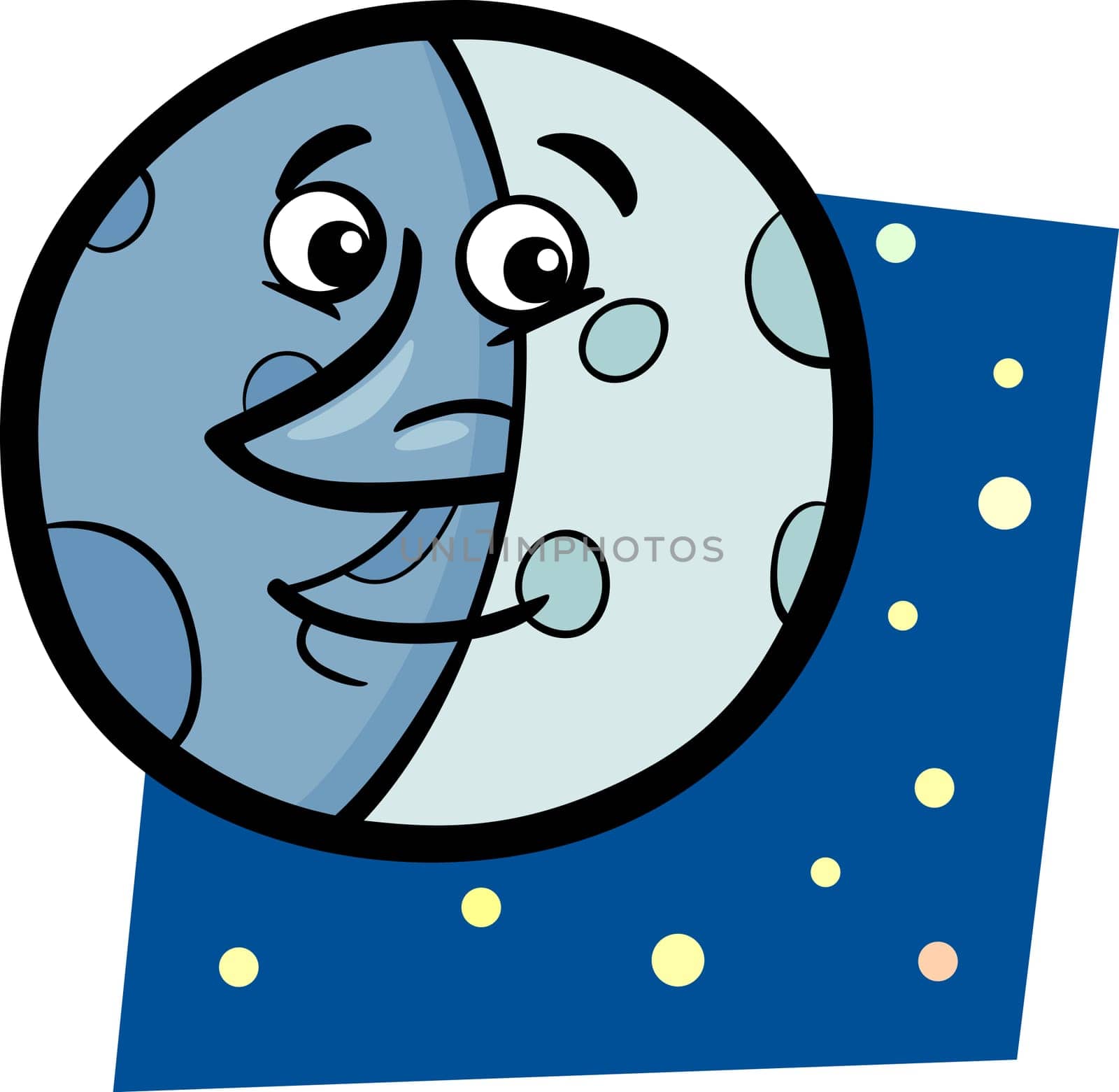 Cartoon Illustration of Funny Moon Comic Mascot Character