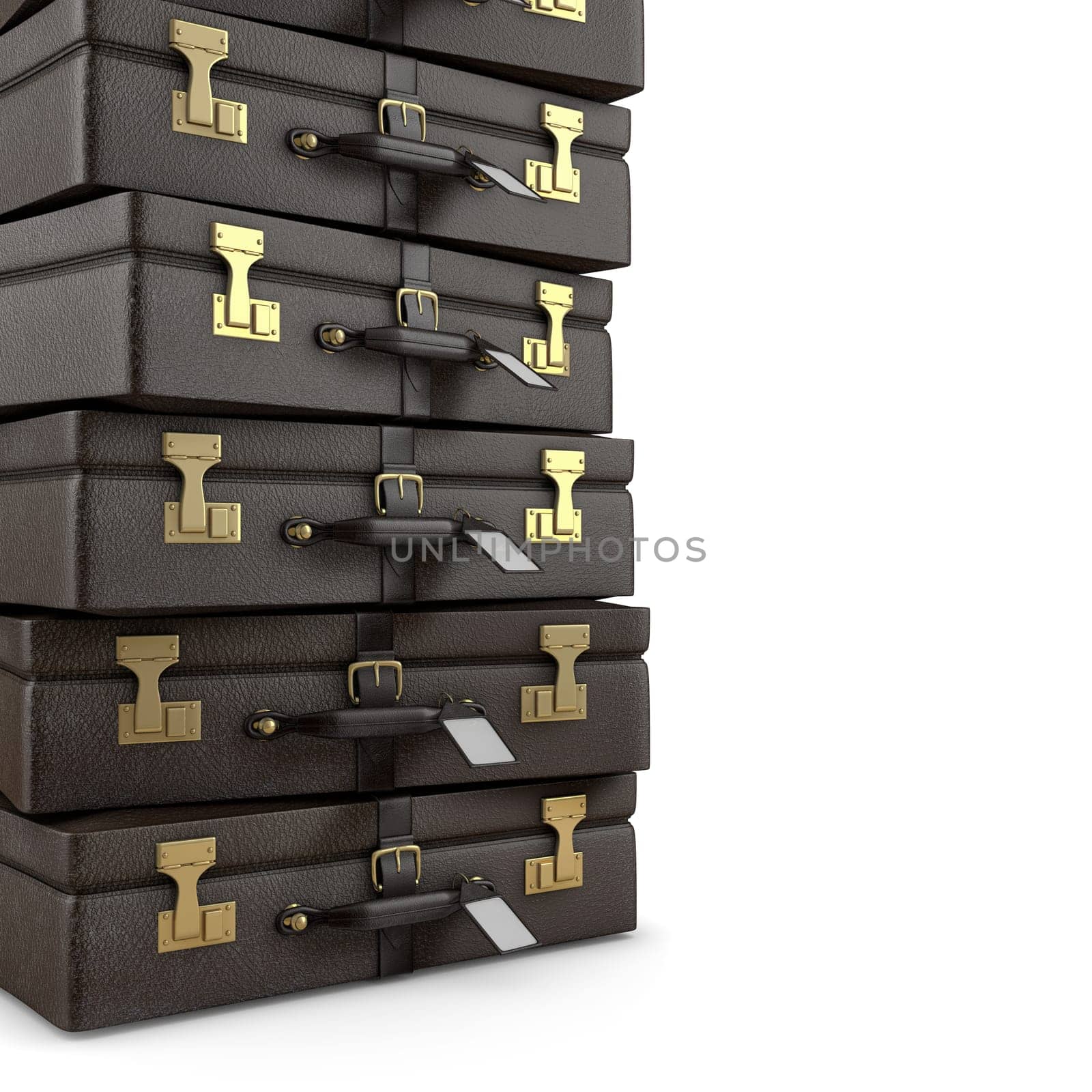 Three suitcases isolated on white background