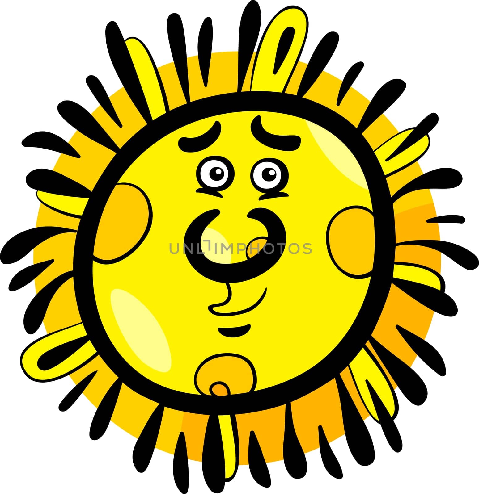 Cartoon Illustration of Funny Sun Comic Mascot Character