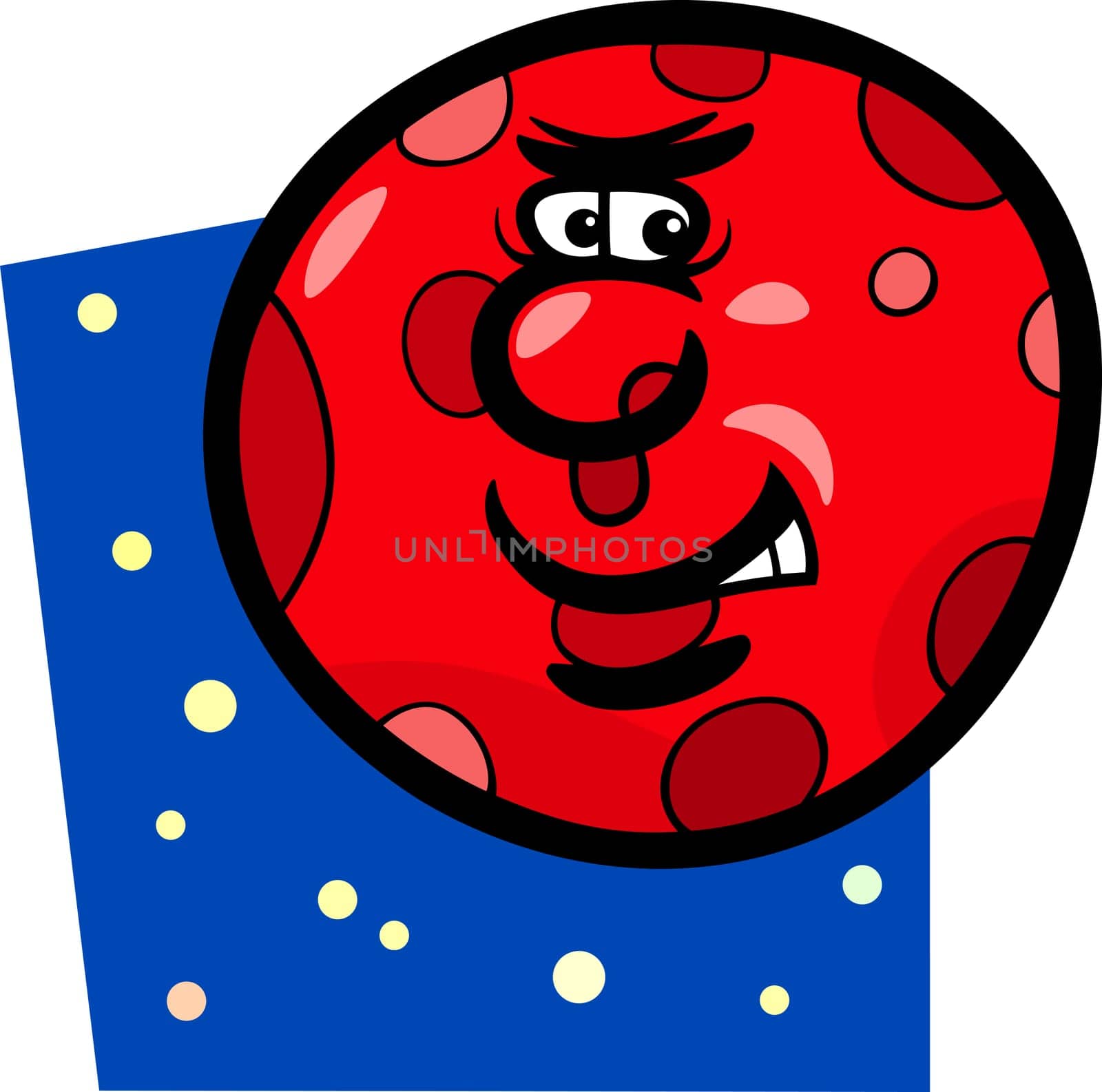 Cartoon Illustration of Funny Mars Planet Comic Mascot Character