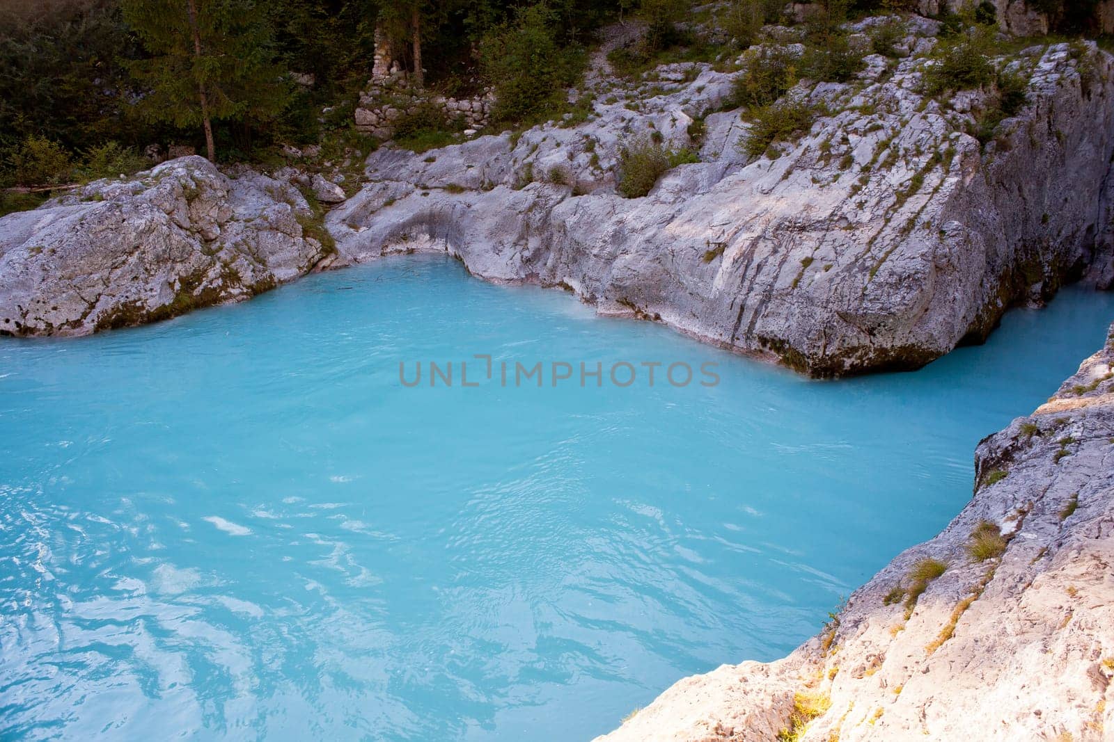 View of Slovenian Soca river in the summer