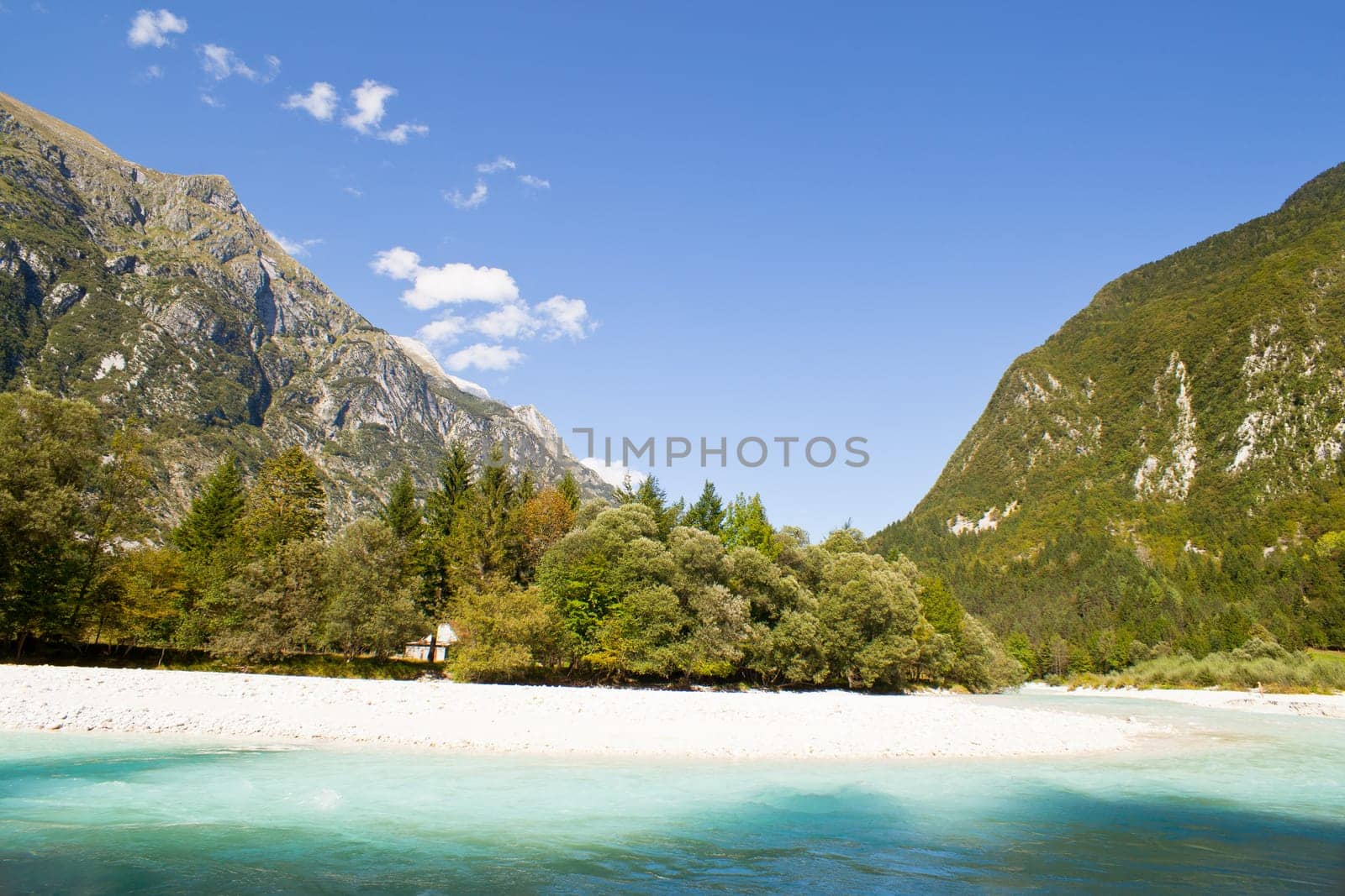 View of Slovenian Soca river in the summer