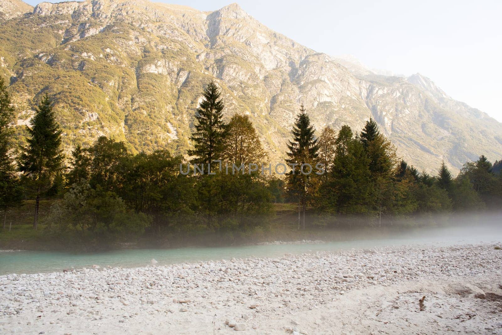 The fog on the Soca river, Slovenian Julian Alps