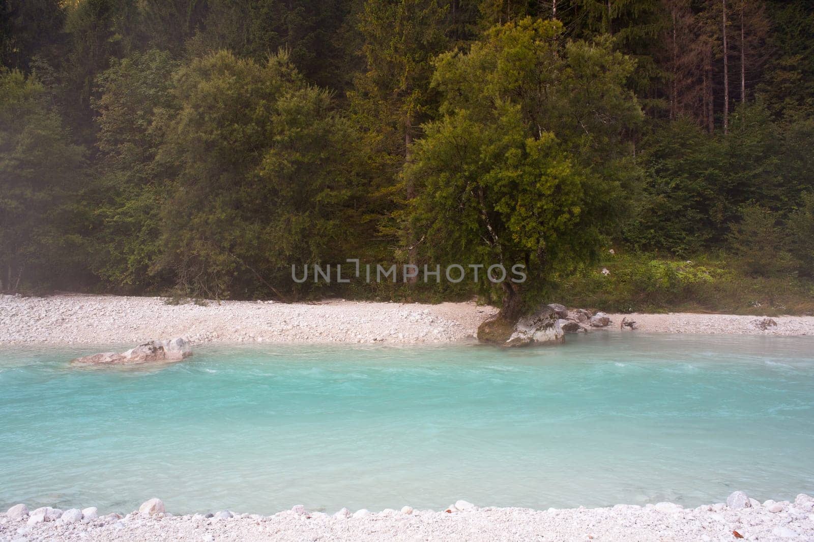 The fog on the Soca river, Slovenian Julian Alps