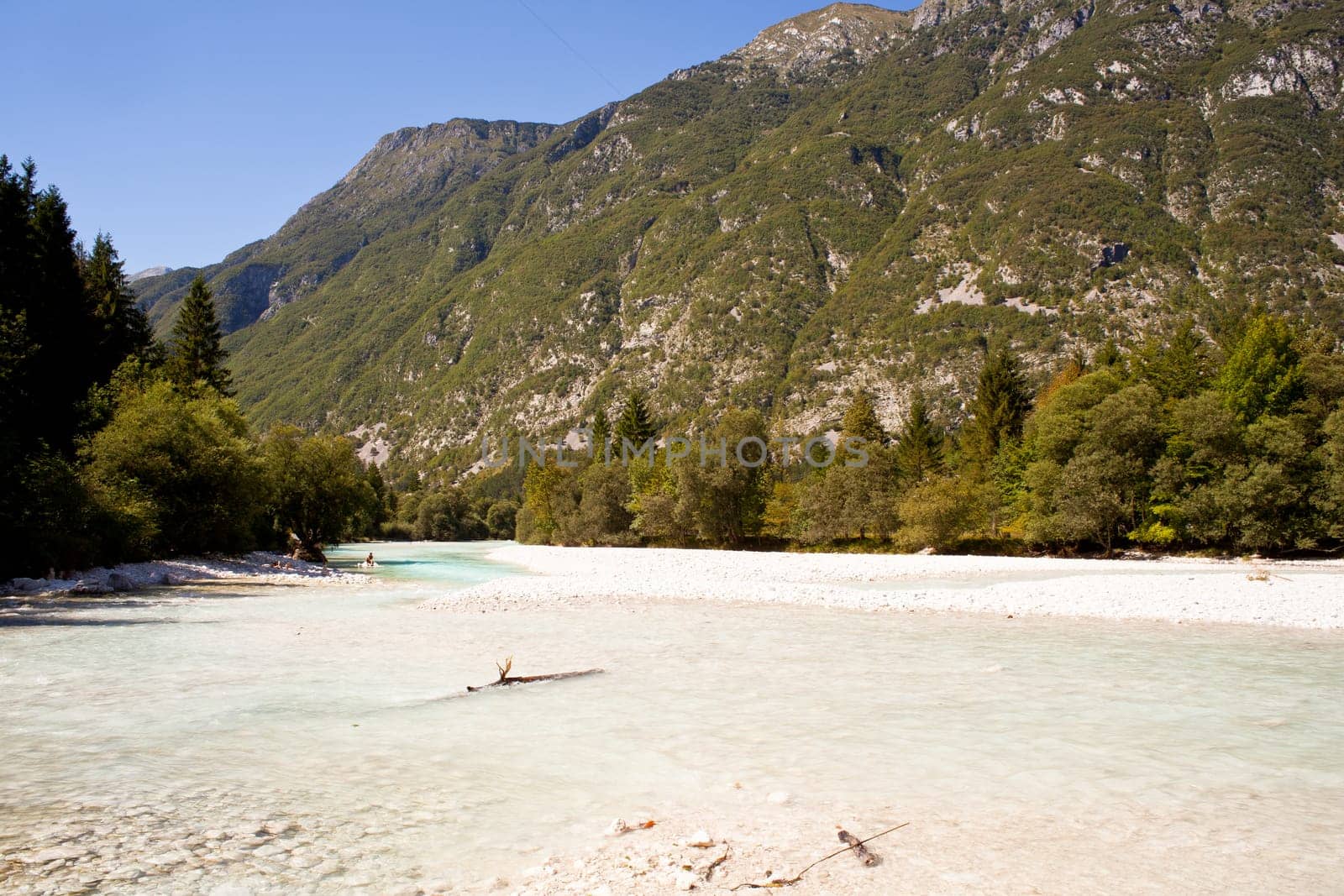 View of Slovenian Soca river in the summer