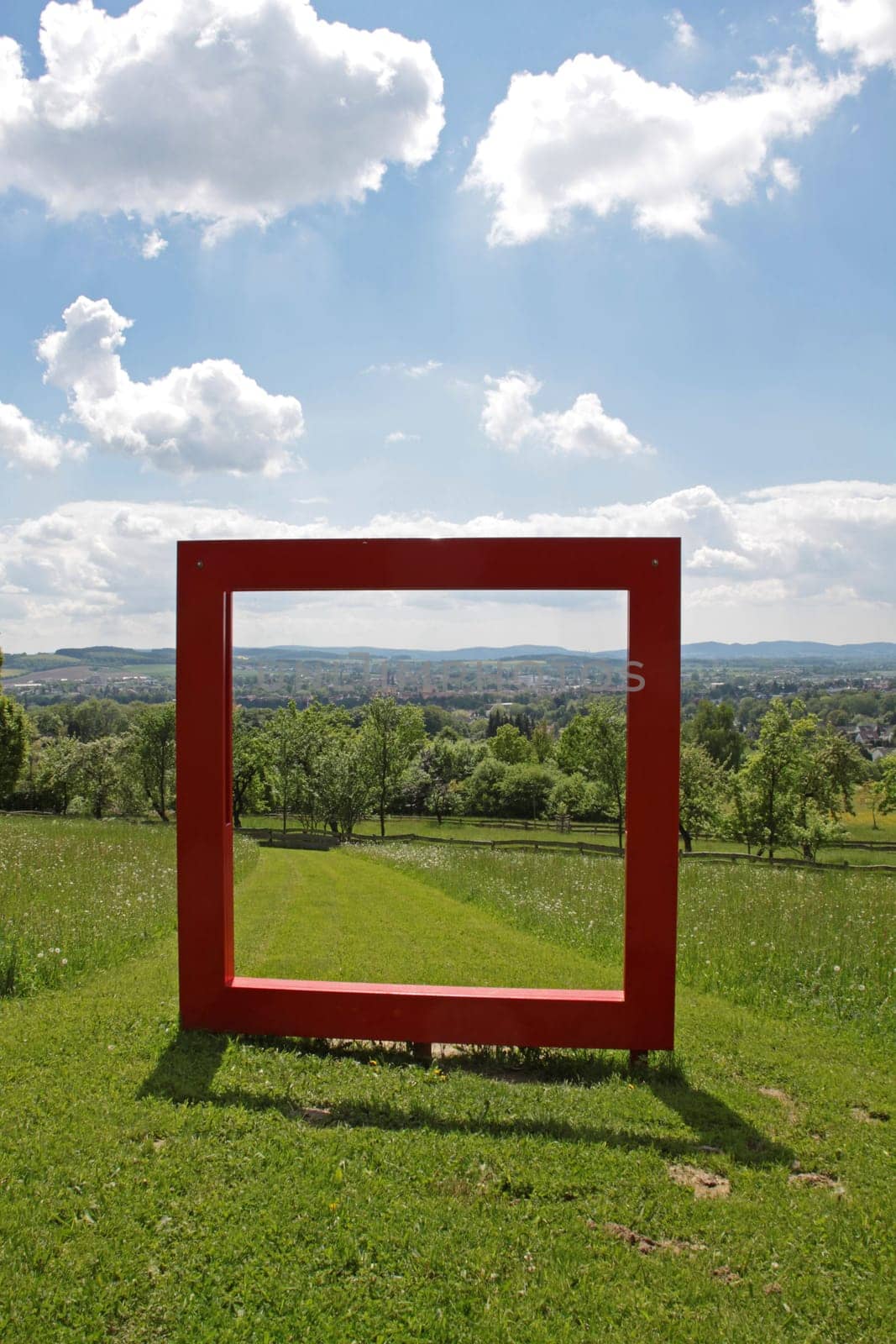 Red frame in the Staff Park in Lemgo