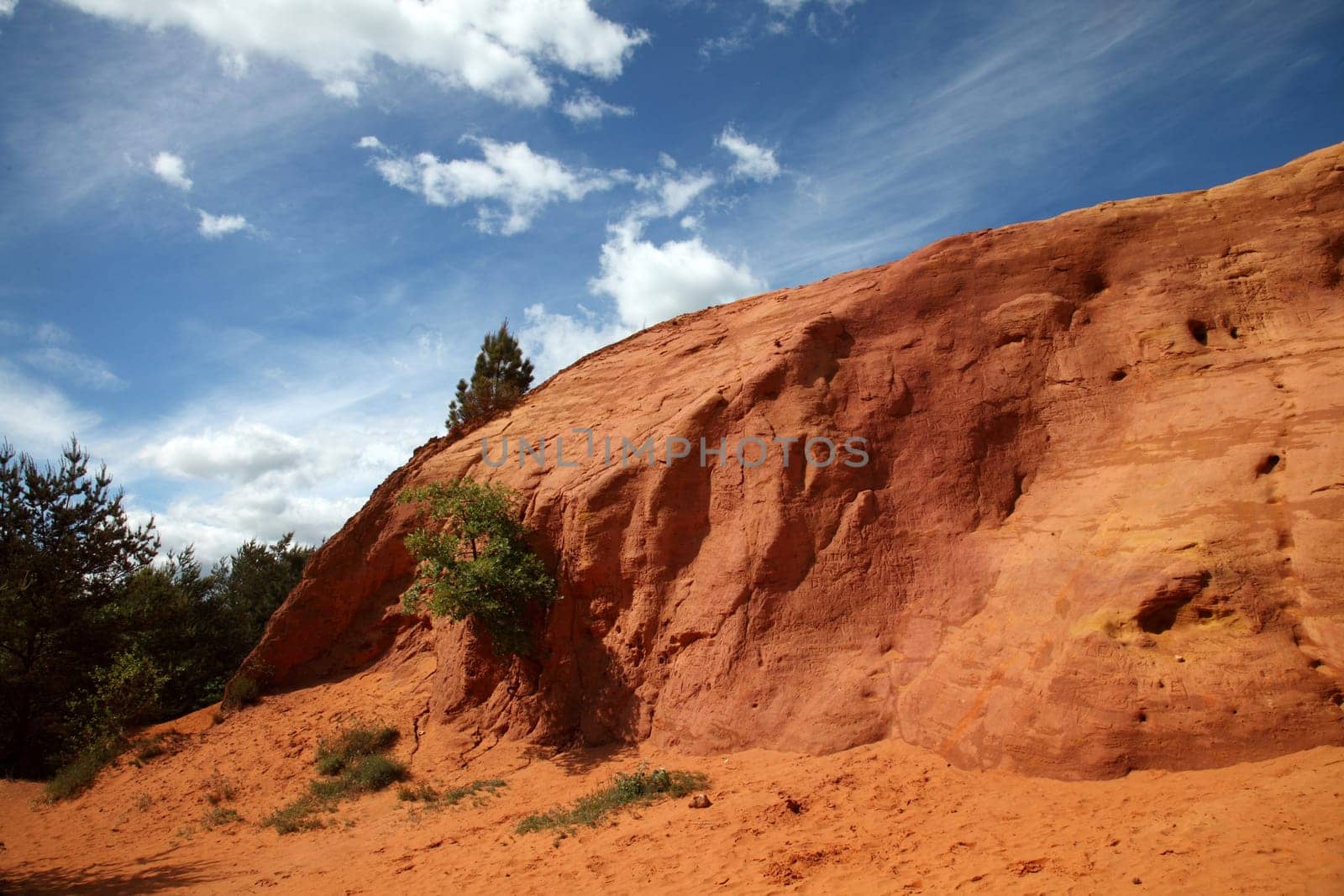ochre rocks in the Luberon Natural Park,near Rustrel in Provence