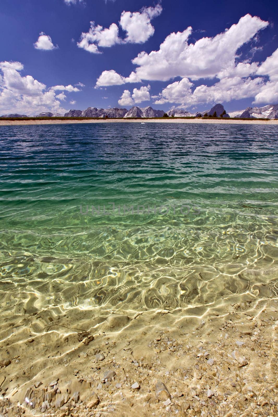 Beautiful panorama of the lake with cristal water