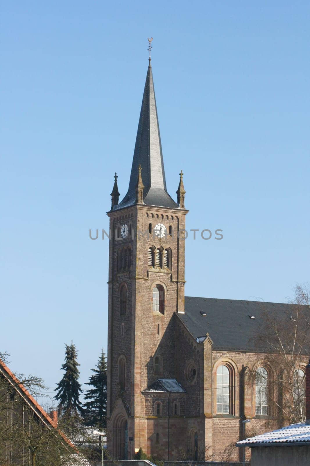 View of the church in Reichenbach bei Baumholder,Germany