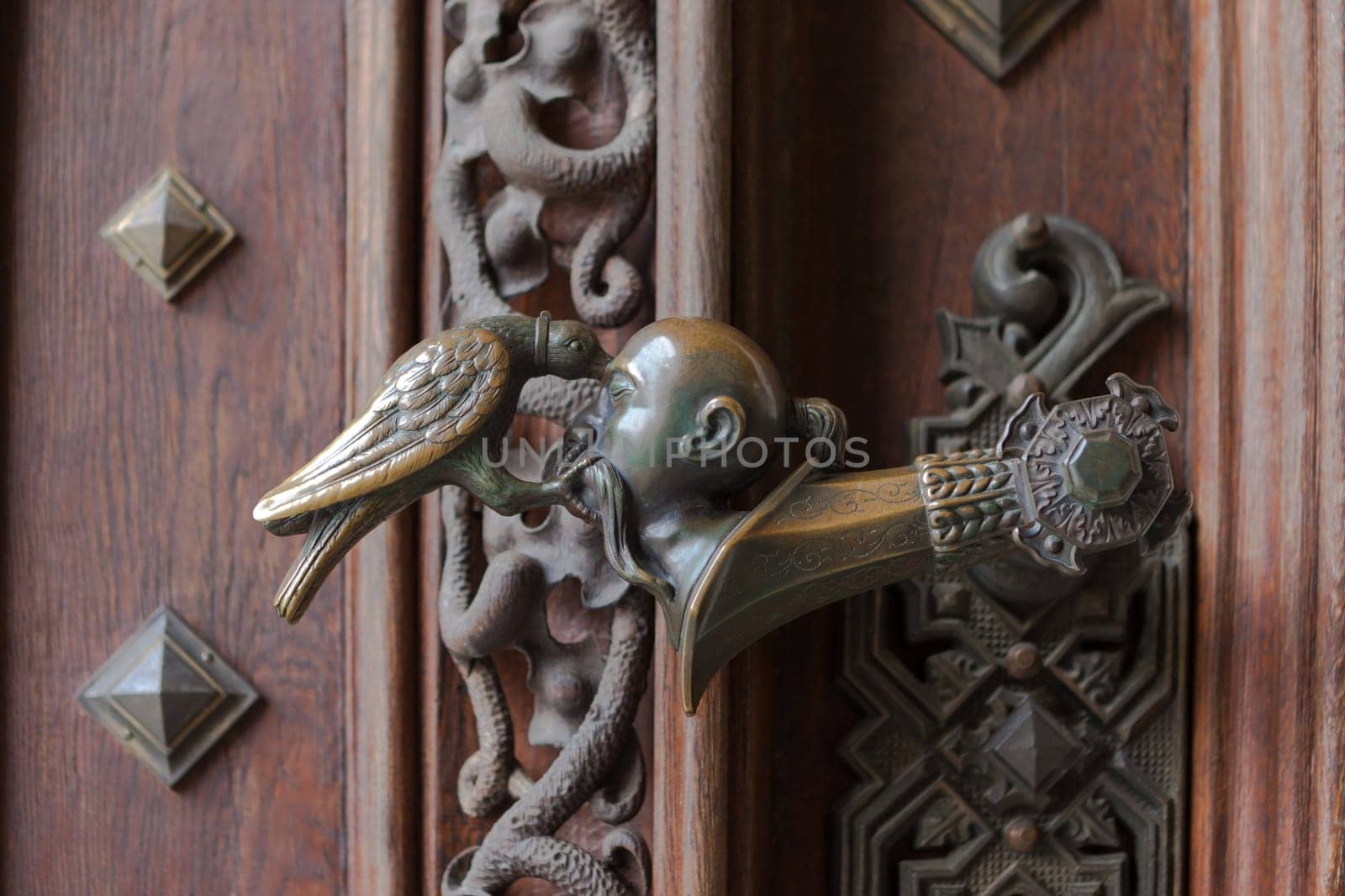 The latch on the gate of the castle Hluboka nad Vltavou near Ceske Budejovice, Czech Republic