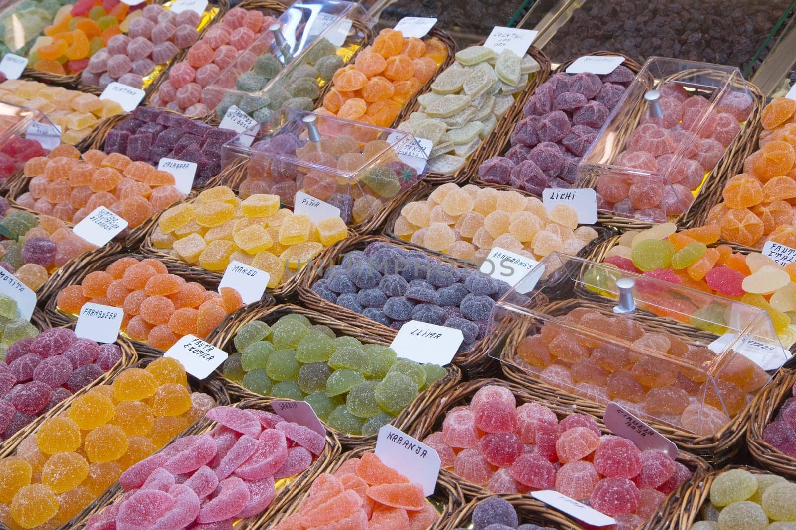 Sweet jelly candies ready for sale at the market