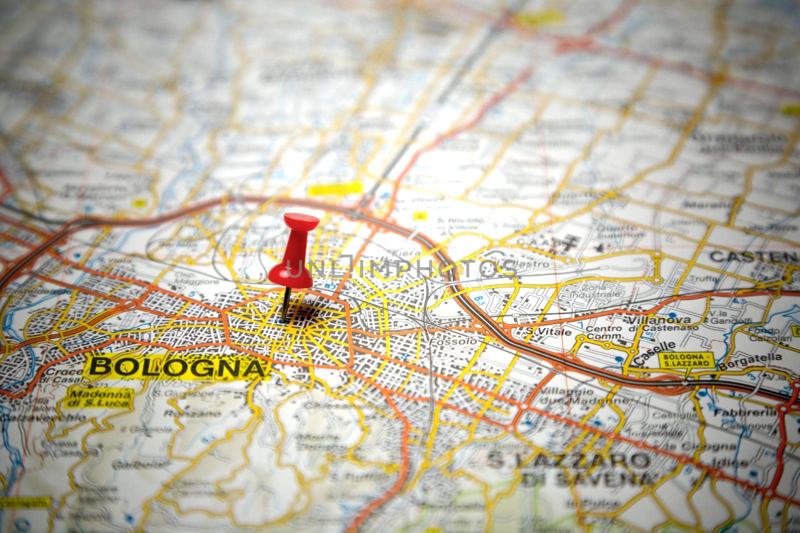 Road map of the city of Bologna, Italy