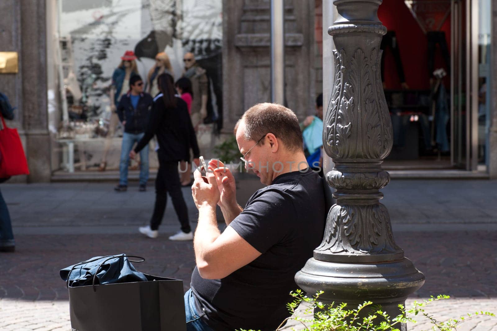 Man using the smartphone, Milan - Italy