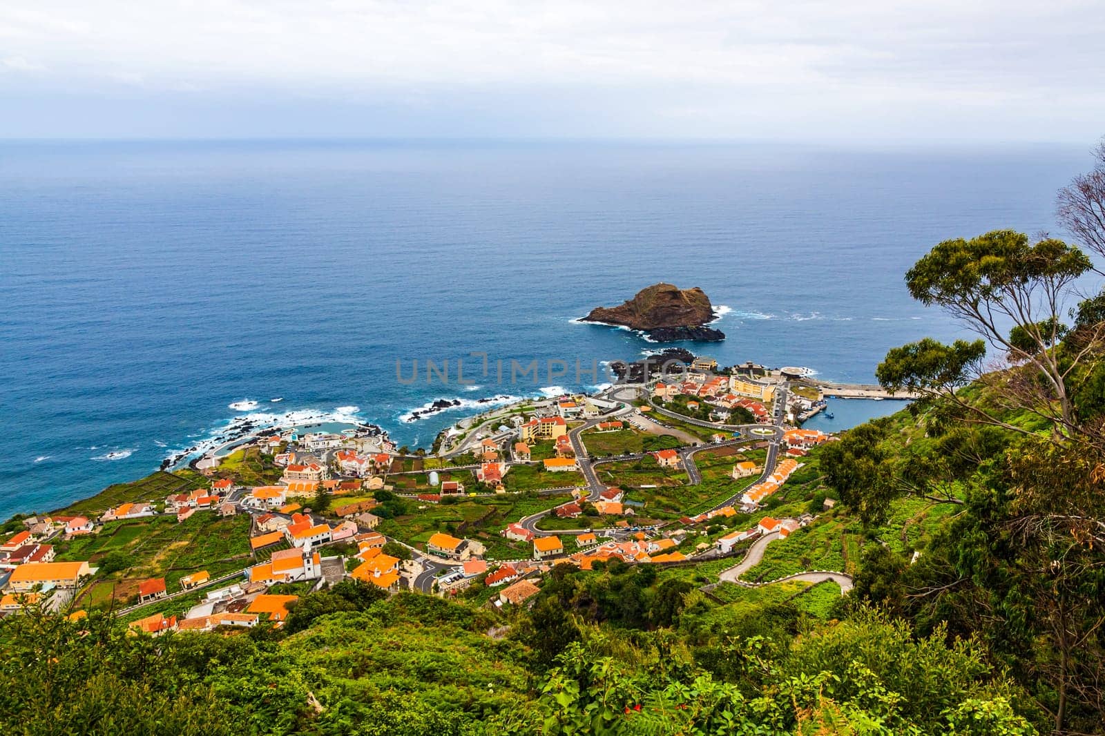 View of the village of Porto Moniz, Madeira Island, Portugal